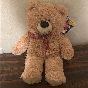 Build-A-Bear Tan Teddy with Red Plaid Bow